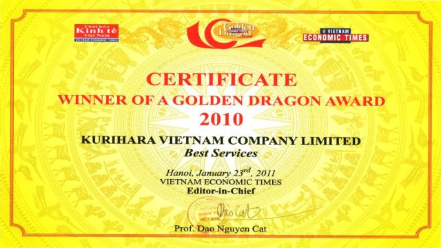 Winner Of A Golden Dragon Award 2010