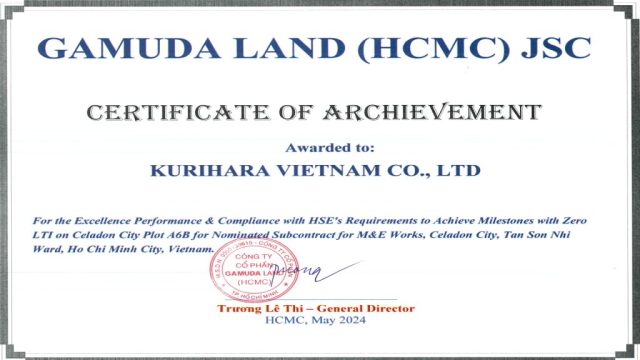 Gamuda Land Certificate Of Archievement