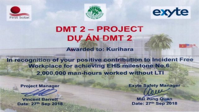 DMT 2 Project - Incident Free Workplace For Achieving 2,000,000 Man-Hours